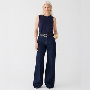Point Sur J Crew Puddle Jeans Wide Leg Cotton Pockets Dark Wash Sz 32